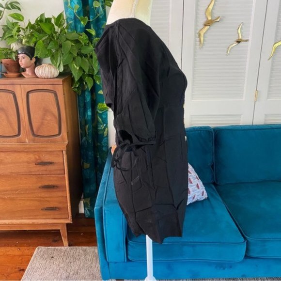 Entro | Sweeter Days Utility Puff Sleeve Retro Button Down Romper Black Small - Picture 9 of 15